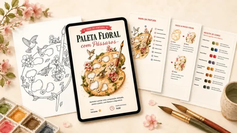 Mockup dos moldes e guias de pintura em aquarela