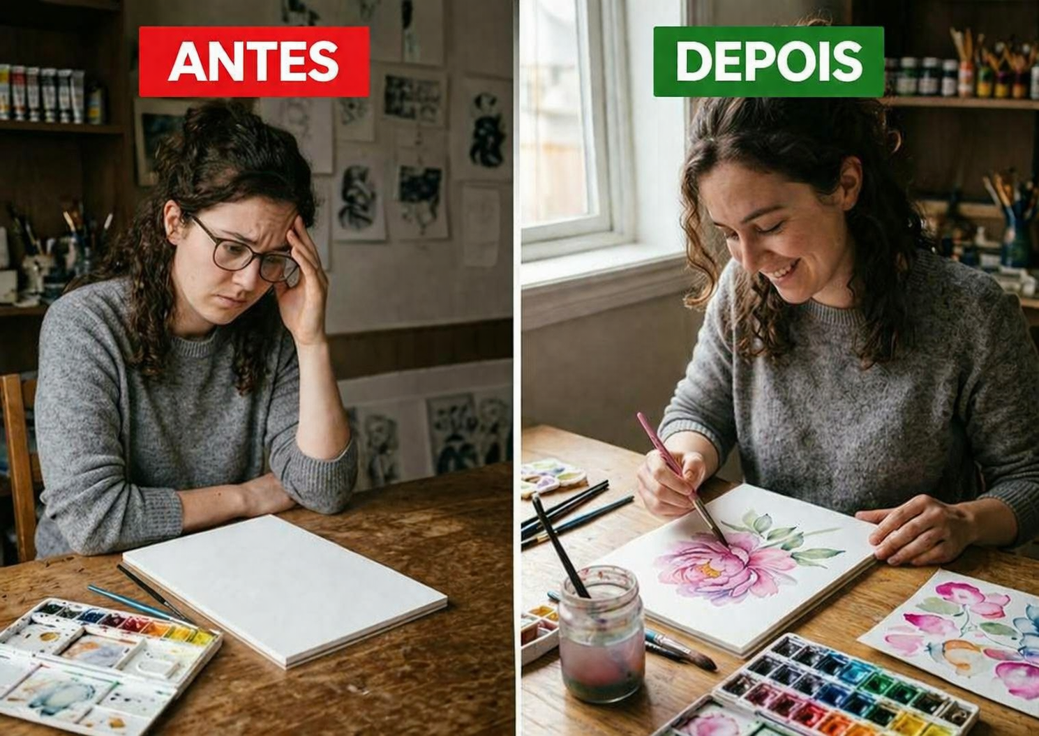 Antes e depois — transformação